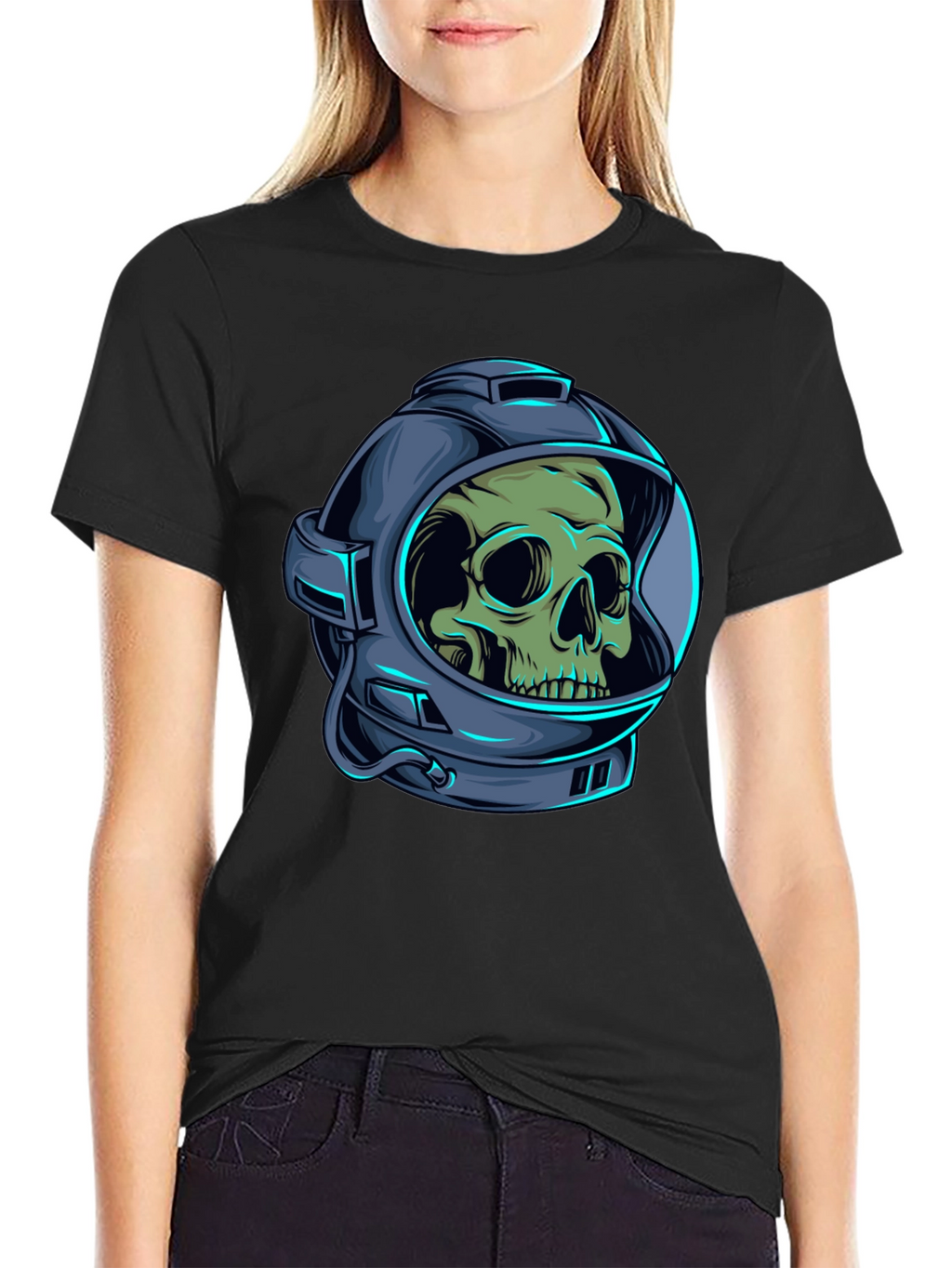 Skull Astronaut Graphic Tee - Black