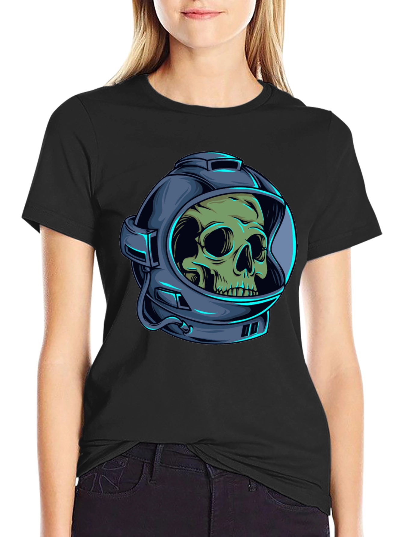 Skull Astronaut Graphic Tee - Black