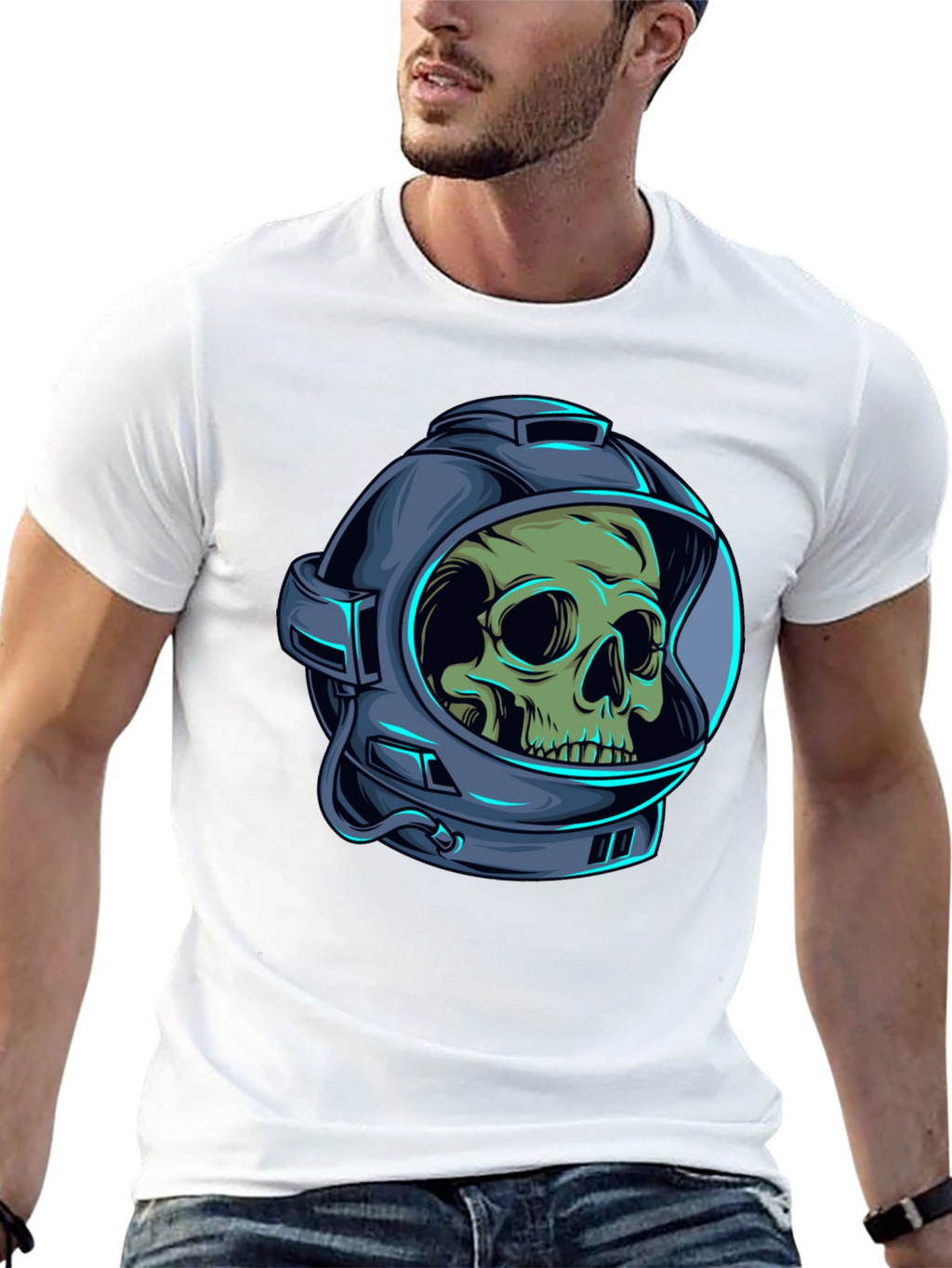 Skull Astronaut Graphic Tee - Black