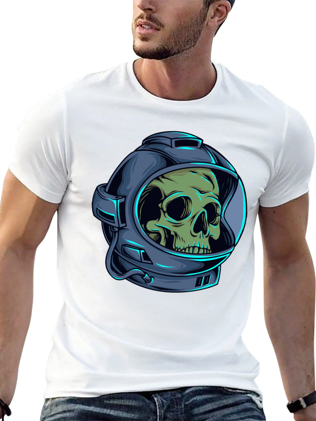 Skull Astronaut Graphic Tee - Black