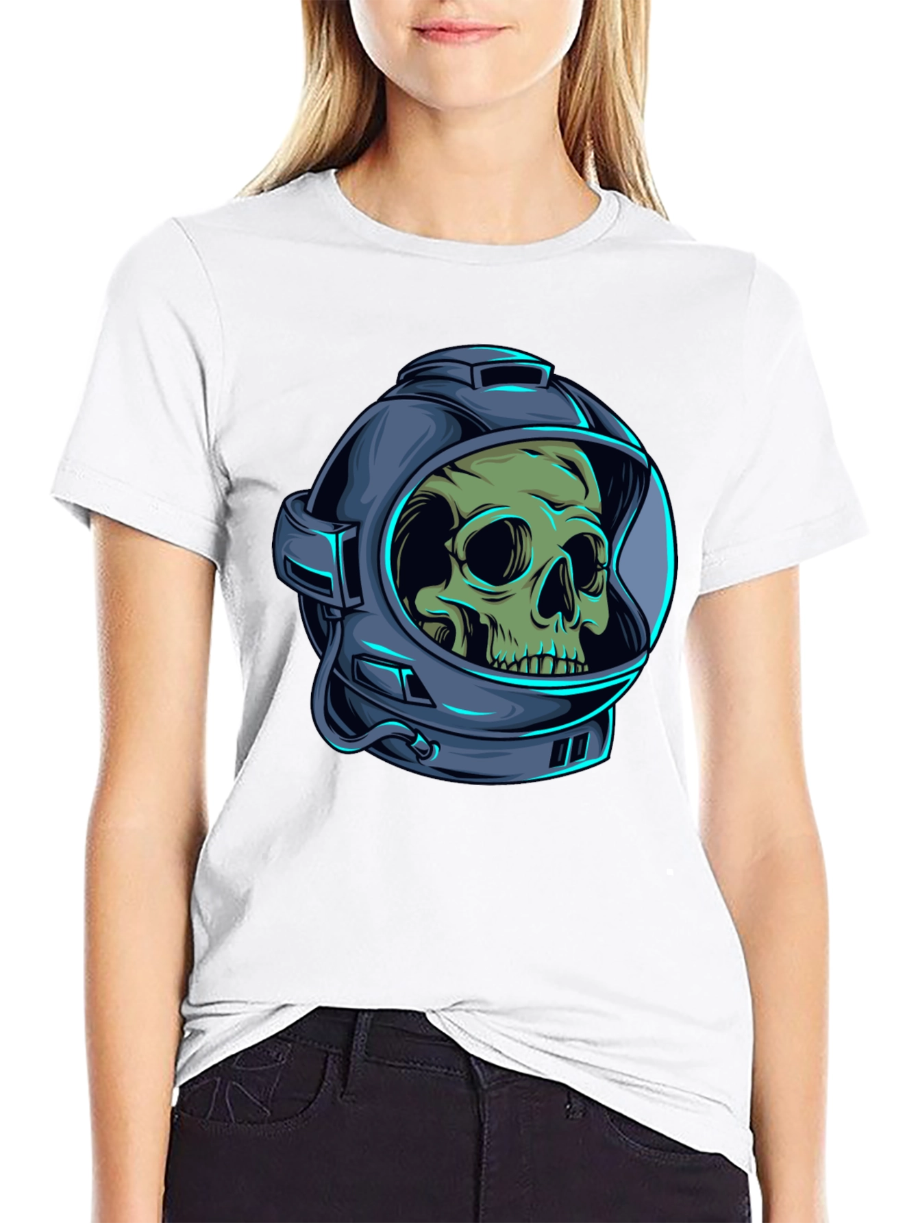 Skull Astronaut Graphic Tee - Black