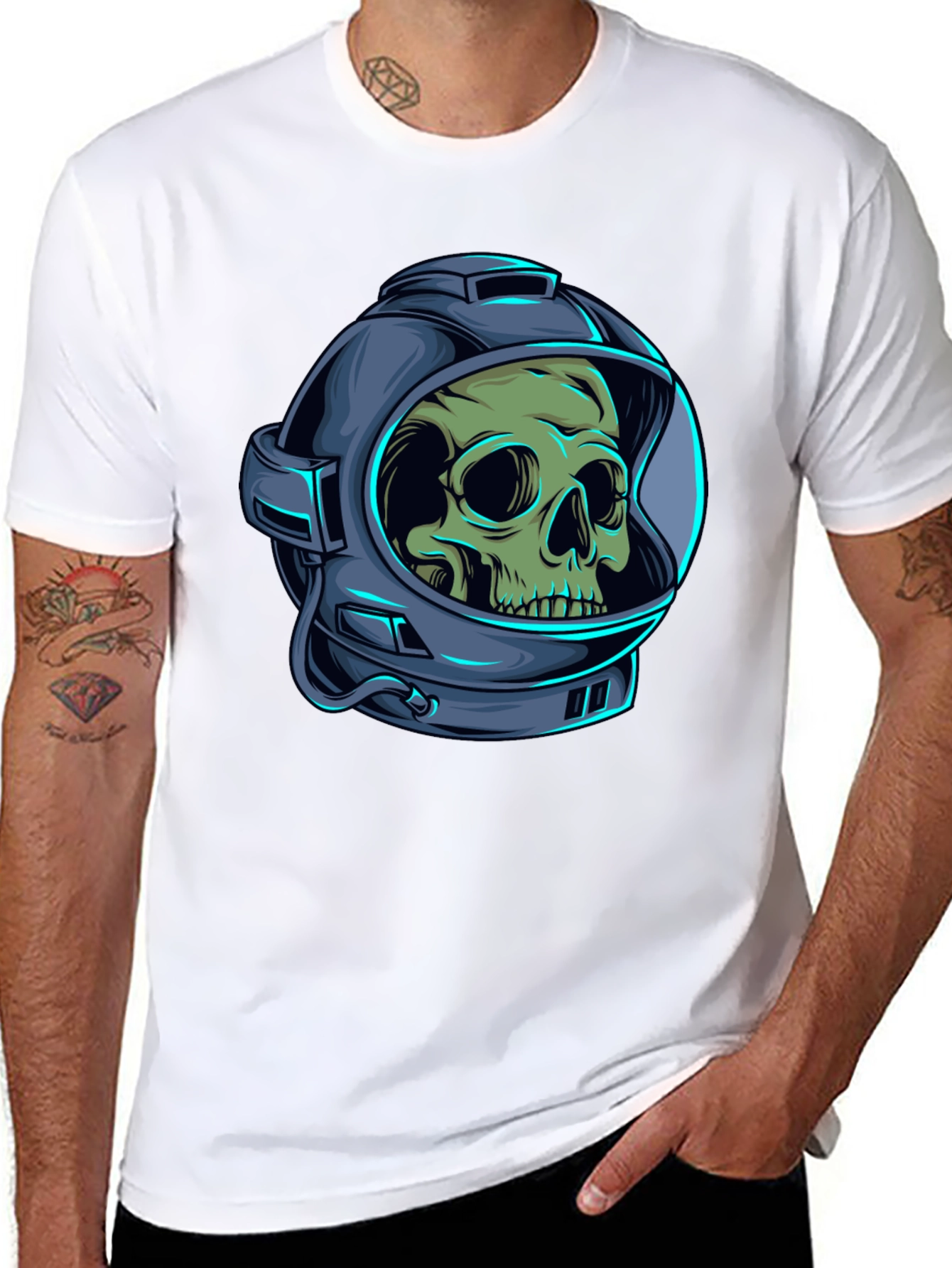 Skull Astronaut Graphic Tee - Black