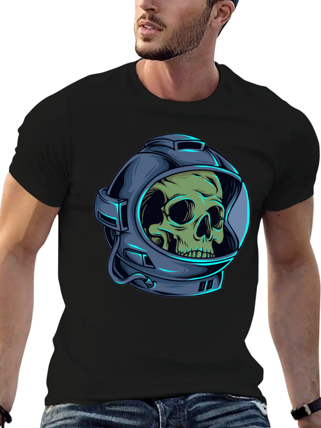 Skull Astronaut Graphic Tee - Black