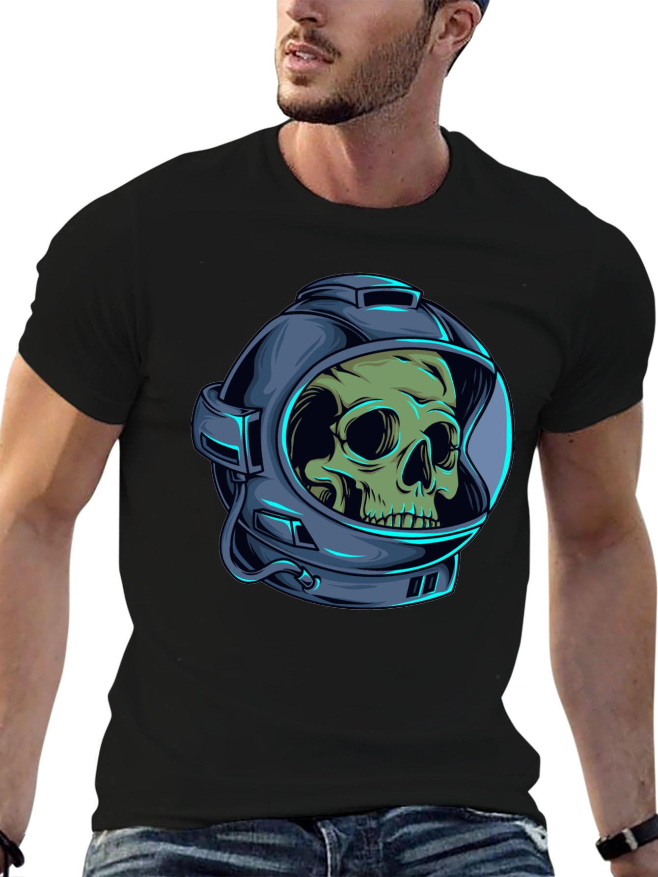 Skull Astronaut Graphic Tee - Black