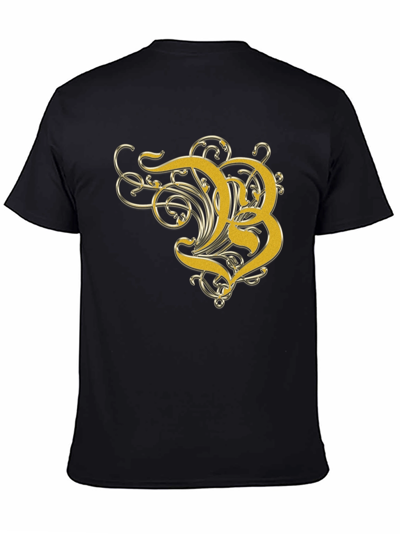 Golden Letter B Graphic Black T-Shirt