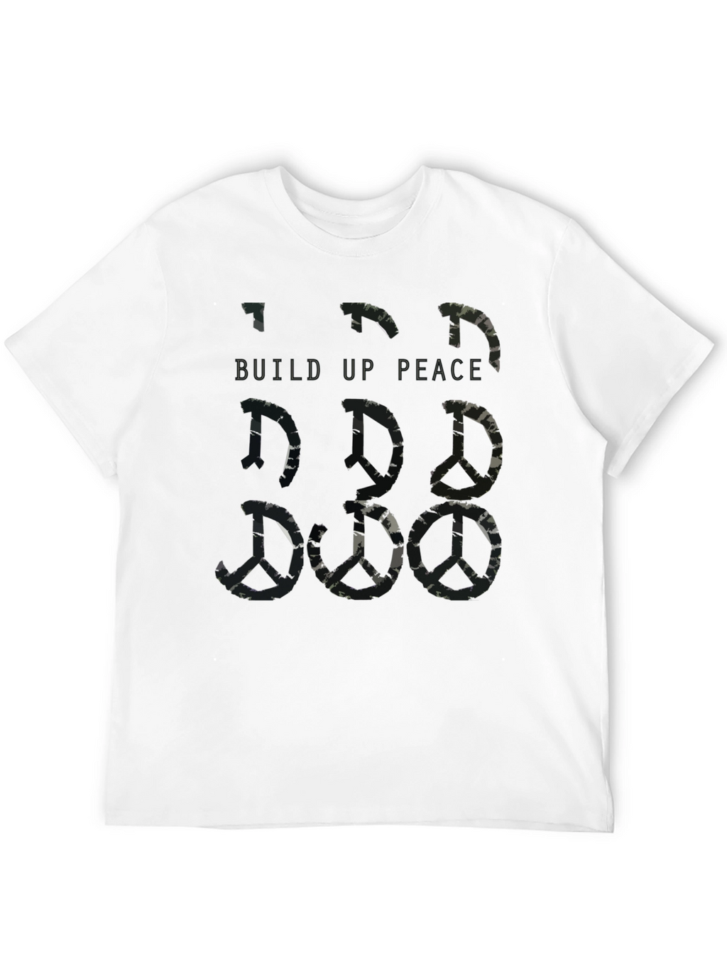Build Up Peace Camo Peace Sign Graphic T-Shirt