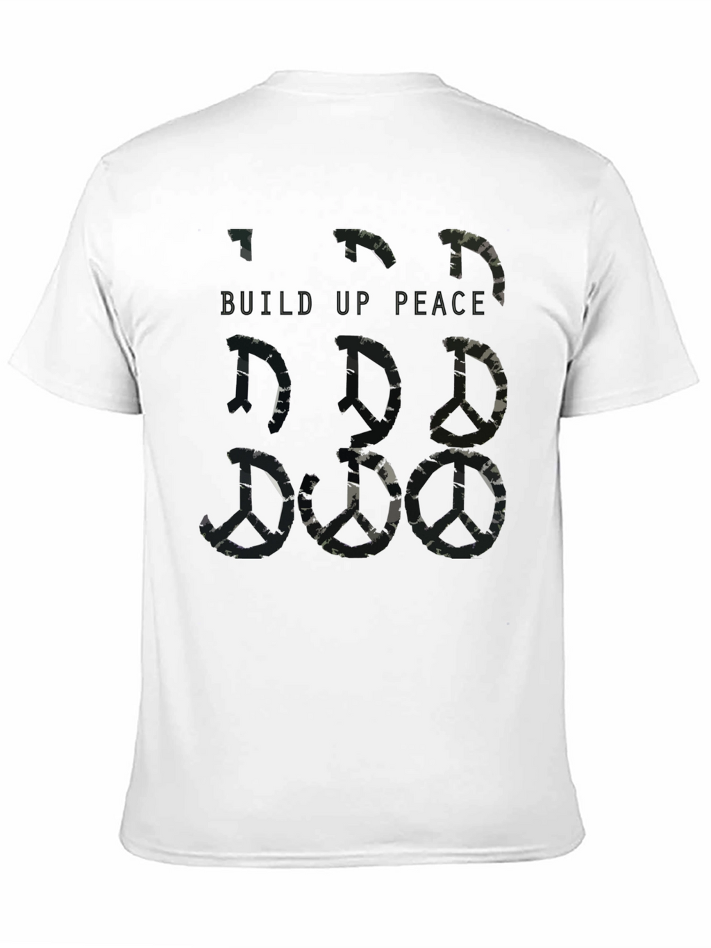 Build Up Peace Camo Peace Sign Graphic T-Shirt