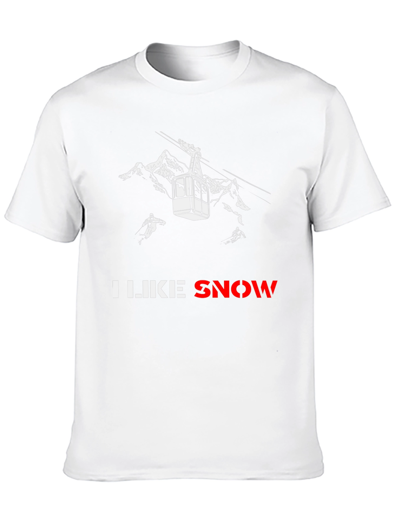 I Like Snow Black Graphic T-Shirt - Ski Mountain Design