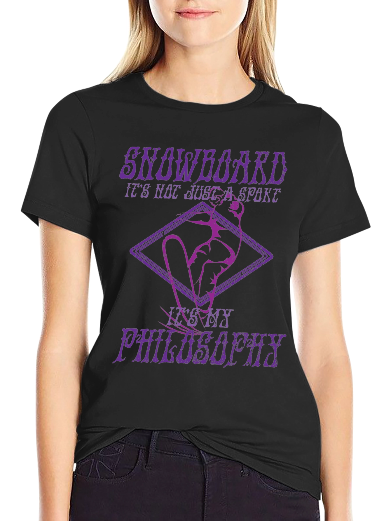 Snowboard Philosophy Graphic Tee - Black Cotton T-Shirt