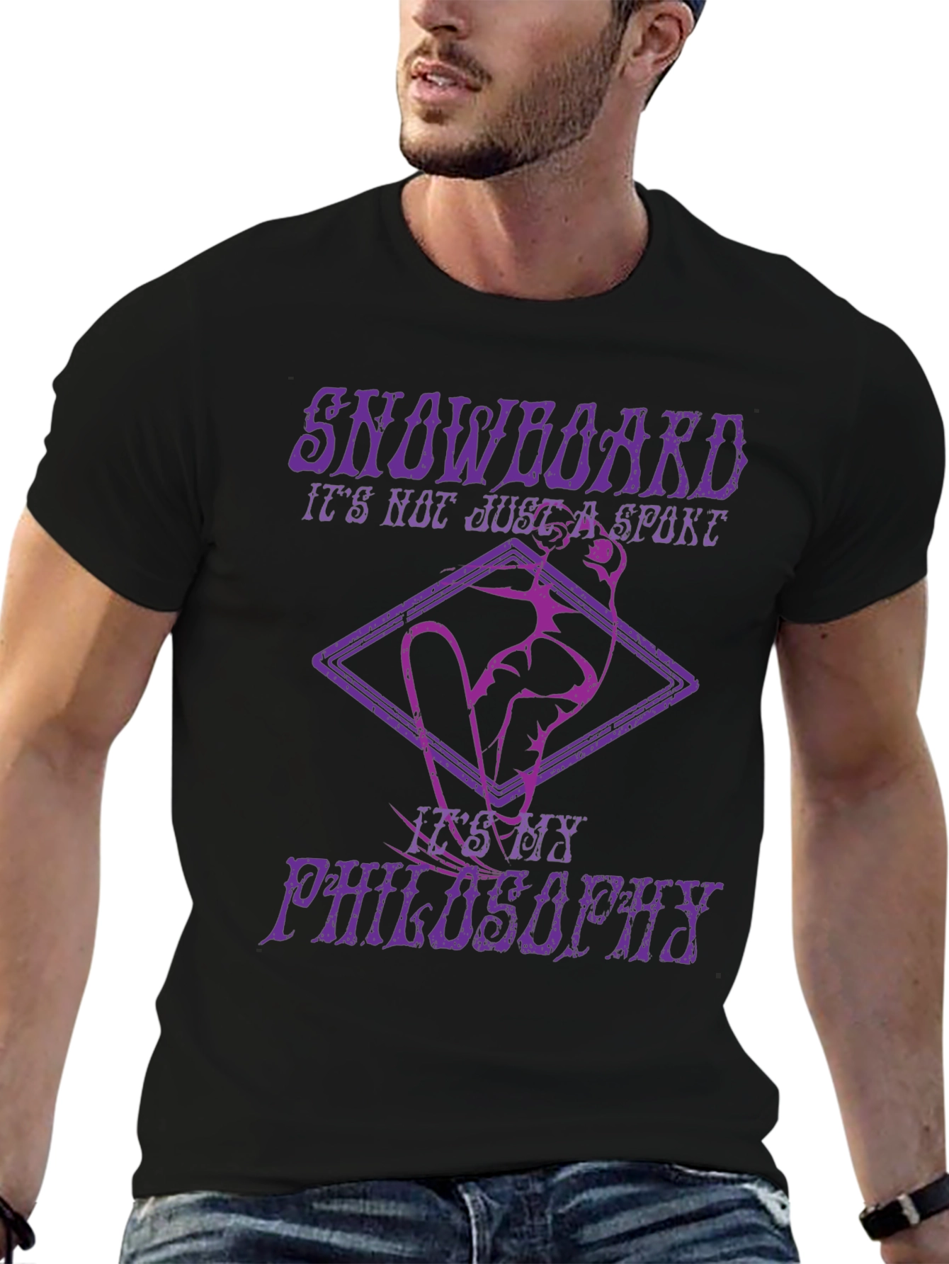 Snowboard Philosophy Graphic Tee - Black Cotton T-Shirt
