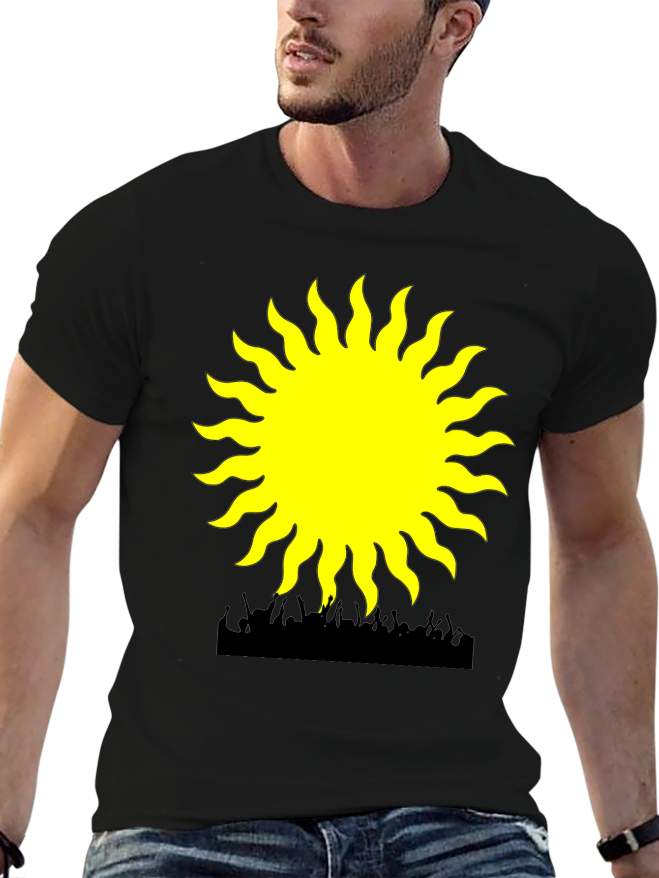 Radiant Sun Graphic Tee - Black Cotton Blend