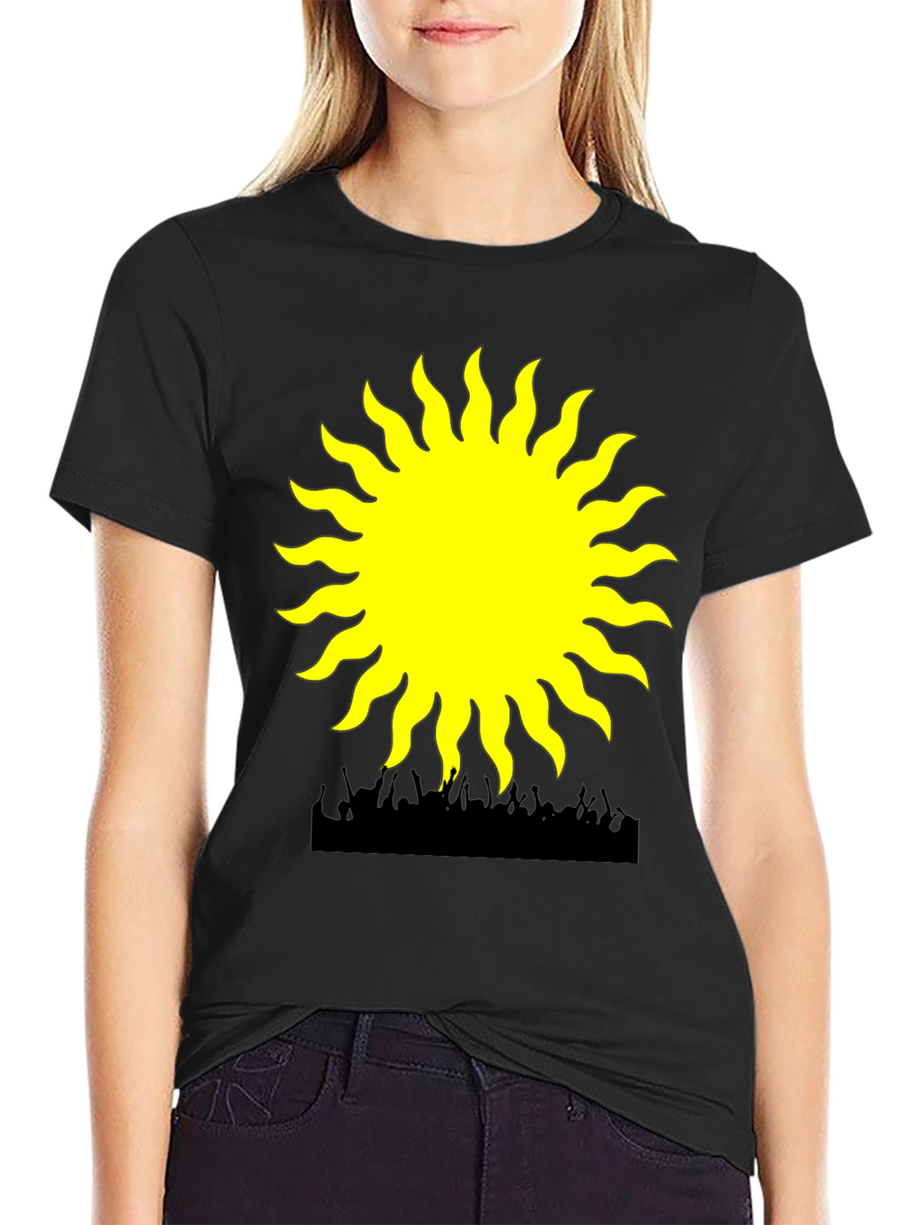 Radiant Sun Graphic Tee - Black Cotton Blend