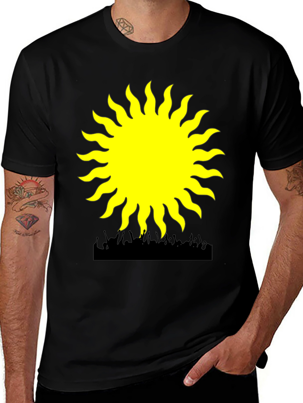 Radiant Sun Graphic Tee - Black Cotton Blend