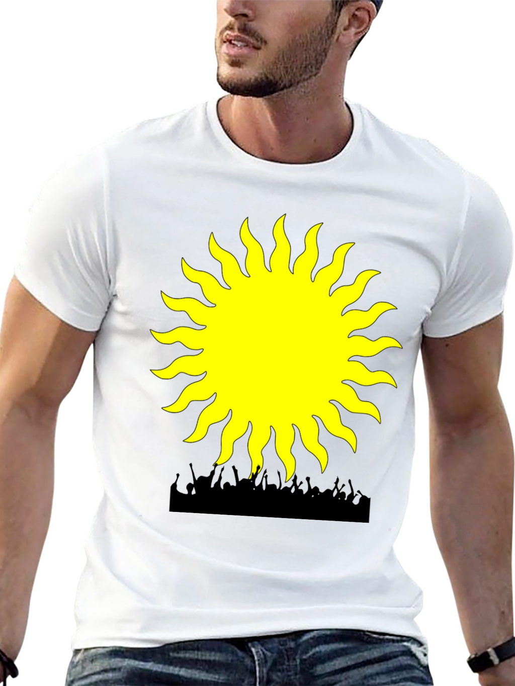 Radiant Sun Graphic Tee - Black Cotton Blend