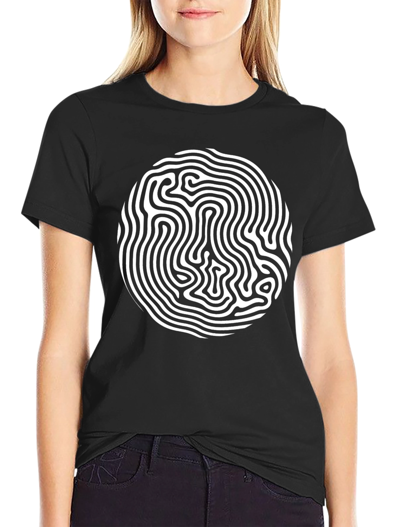 Abstract Labyrinth Black T-Shirt