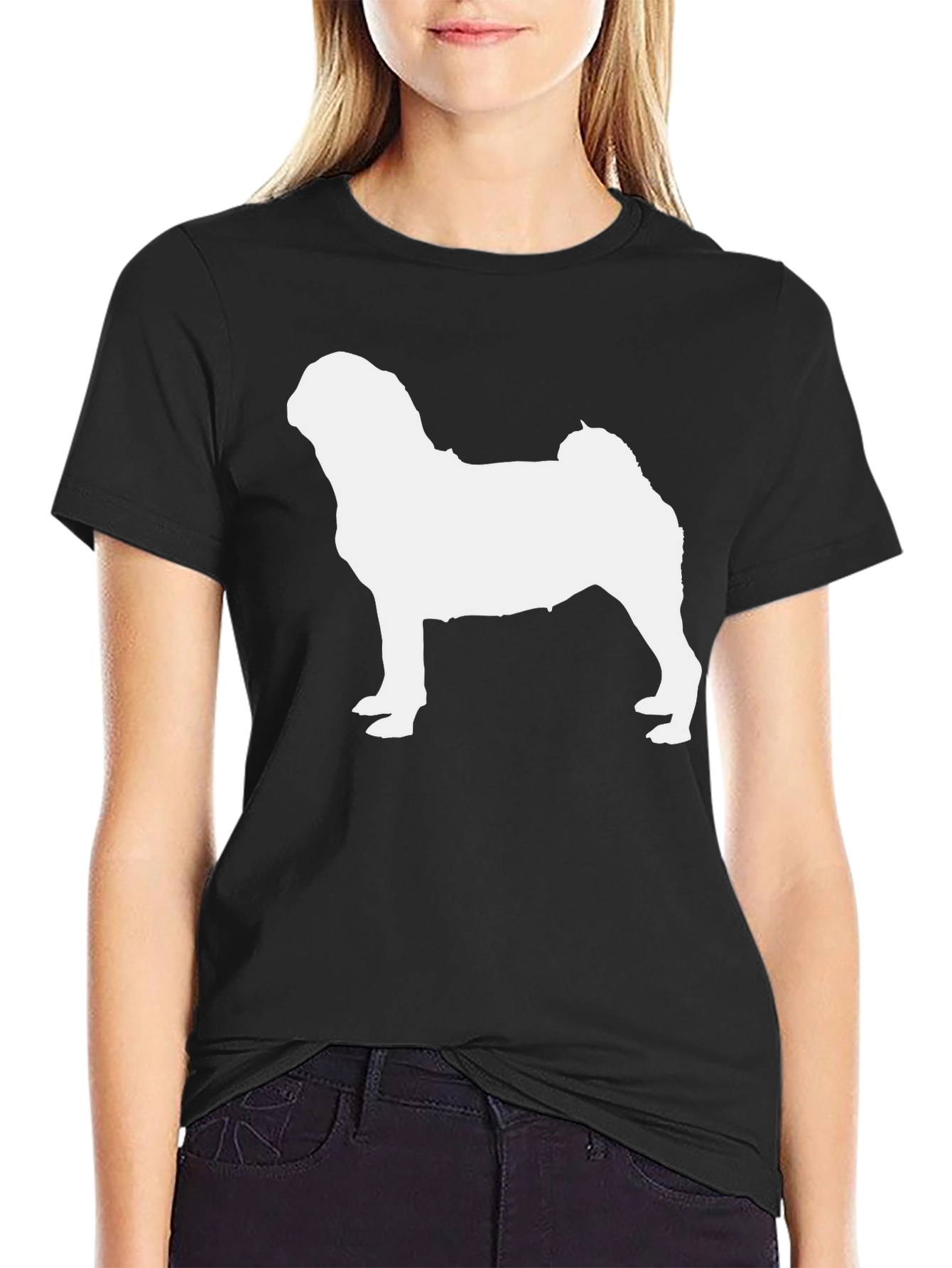 Pug Silhouette Black T-Shirt