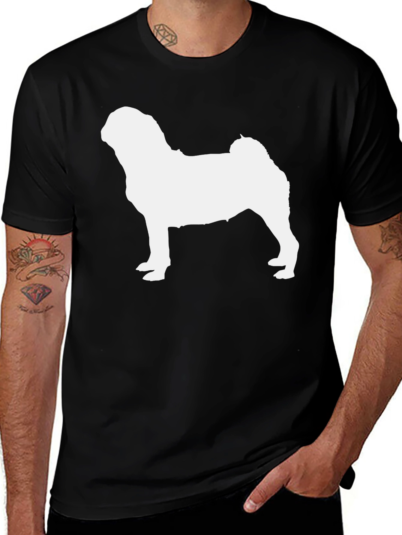 Pug Silhouette Black T-Shirt