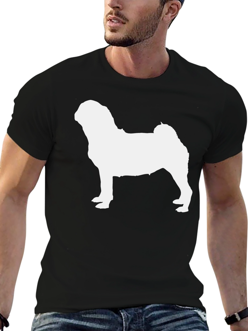 Pug Silhouette Black T-Shirt