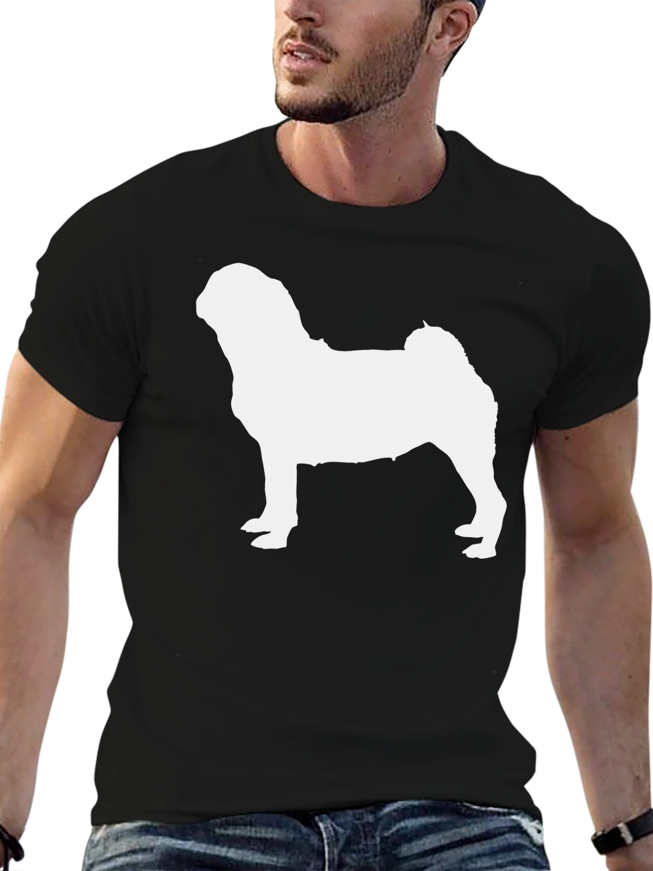 Pug Silhouette Black T-Shirt