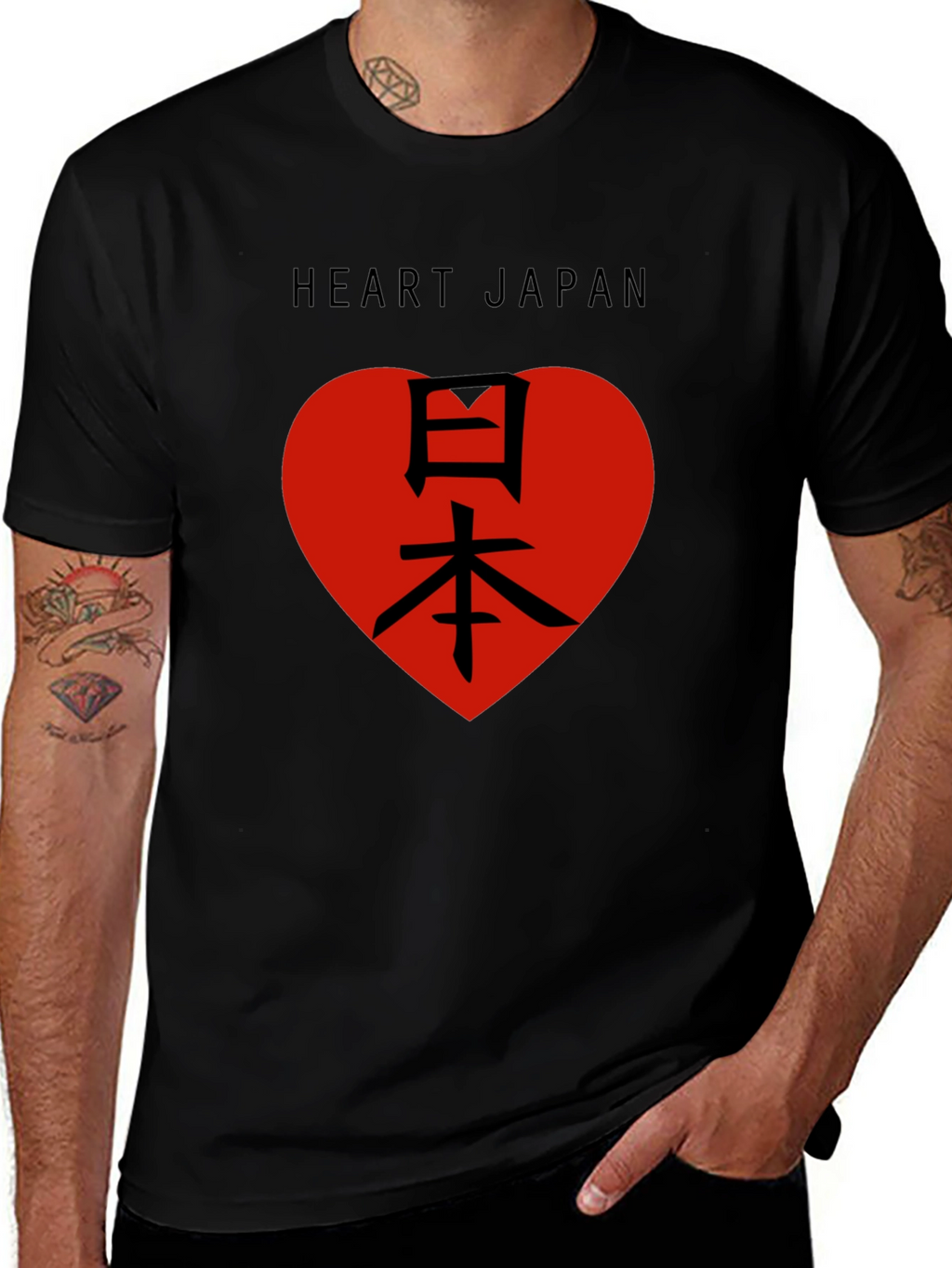 Heart Japan Black T-Shirt Graphic Tee