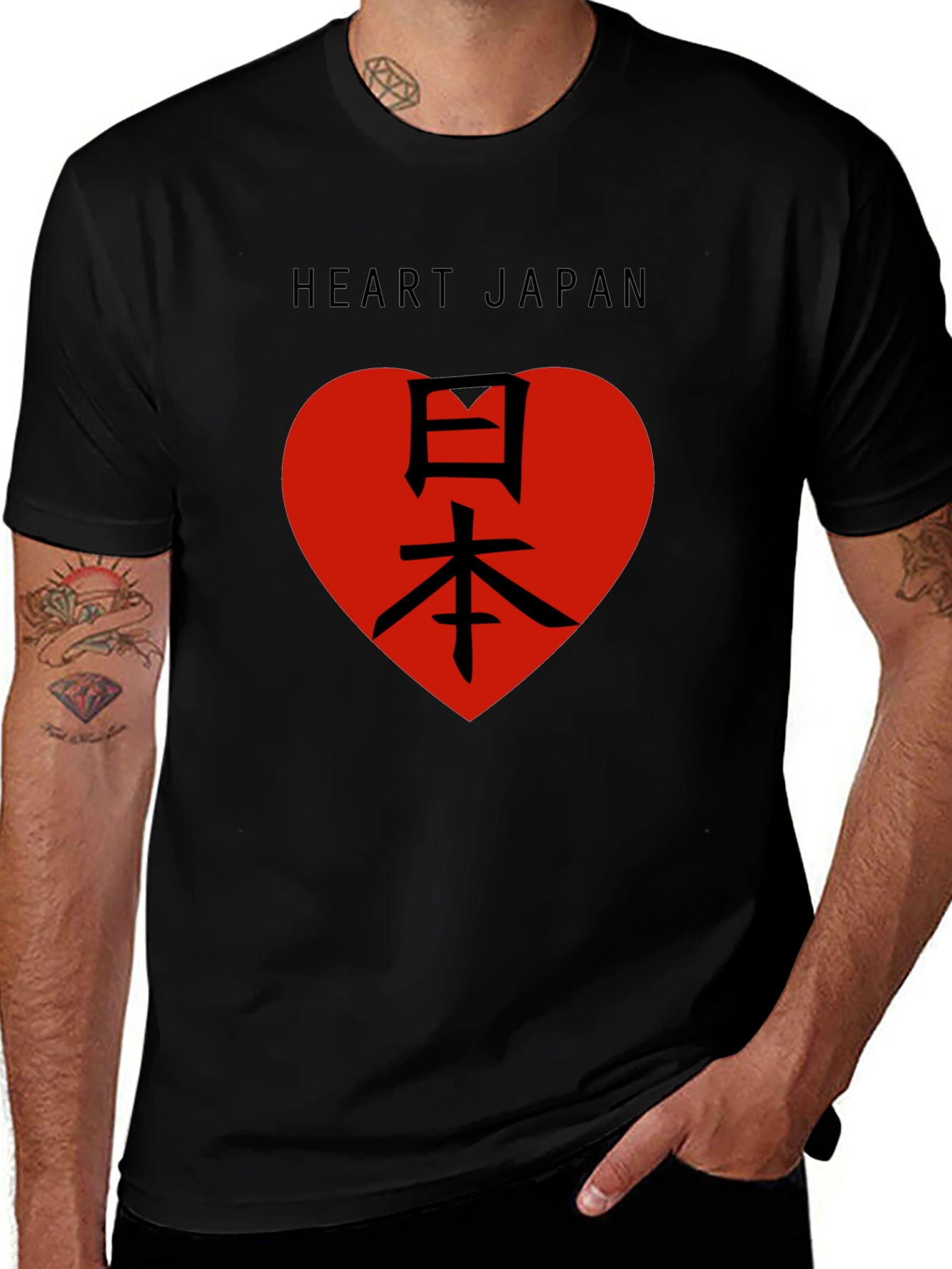 Heart Japan Black T-Shirt Graphic Tee