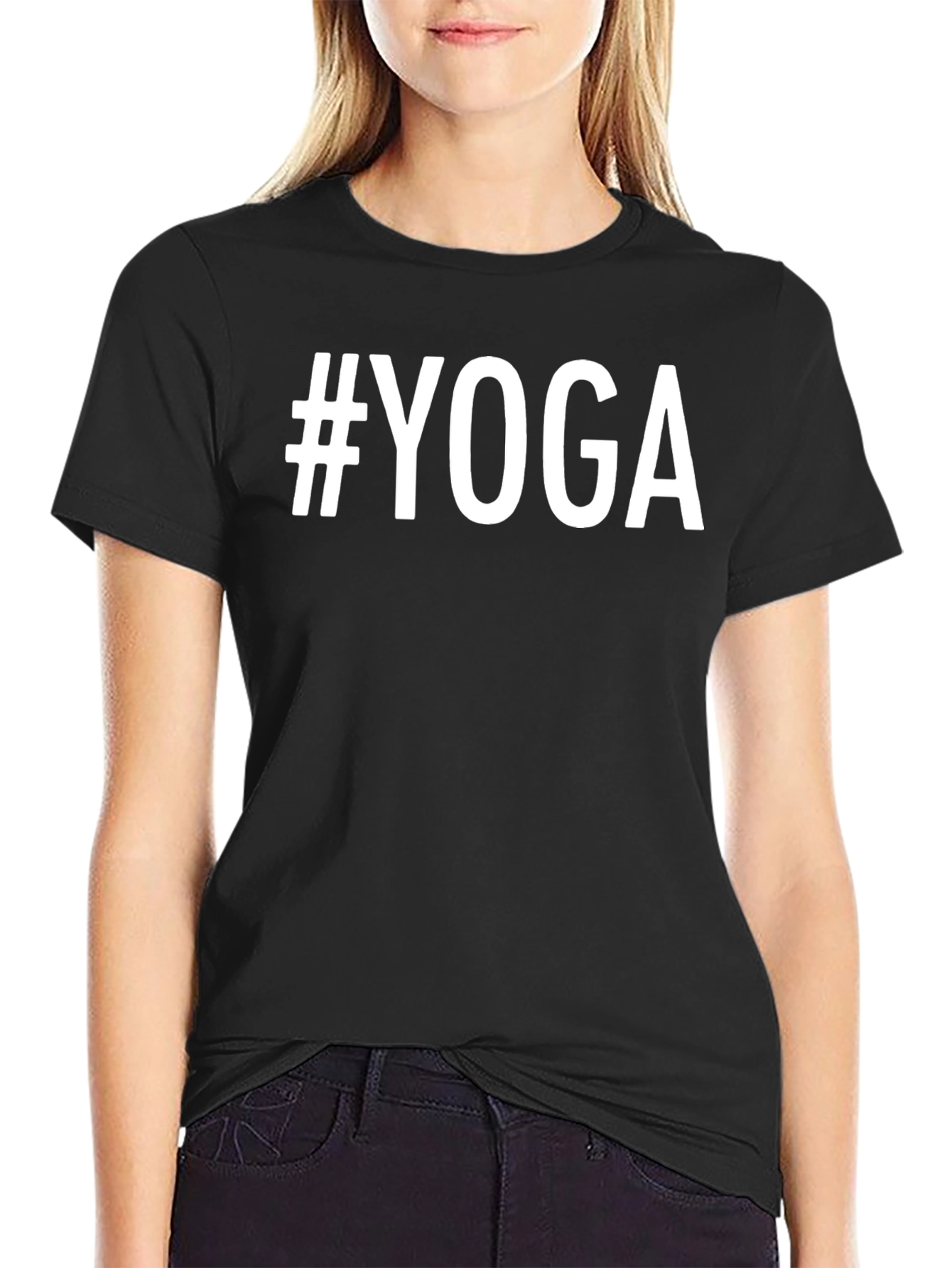 #Yoga Black Graphic Tee - Mens Short Sleeve Casual Top