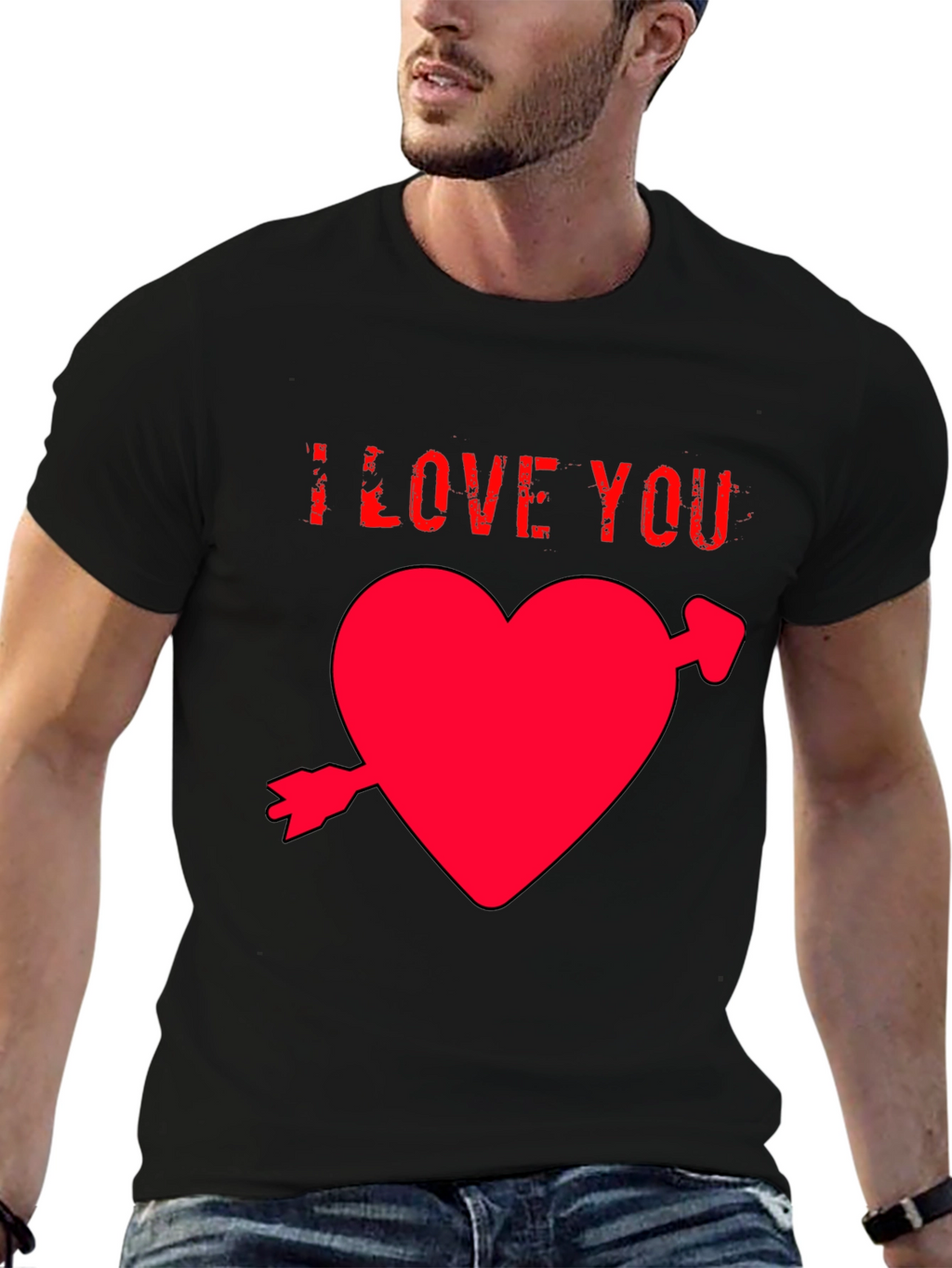 I Love You Heart T-Shirt - Black