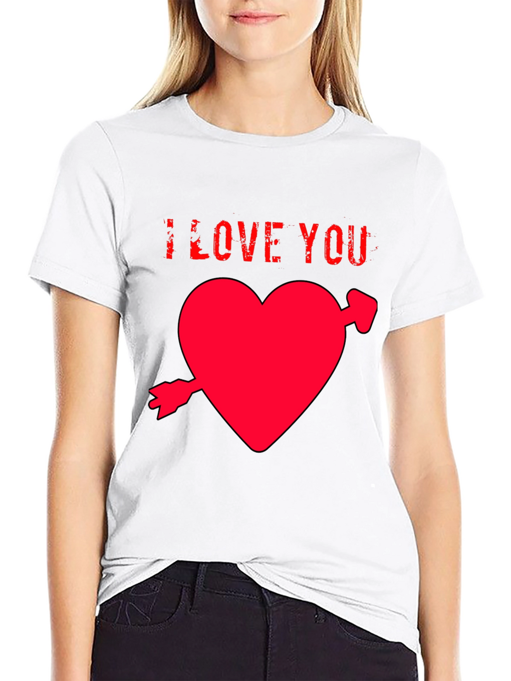 I Love You Heart T-Shirt - Black