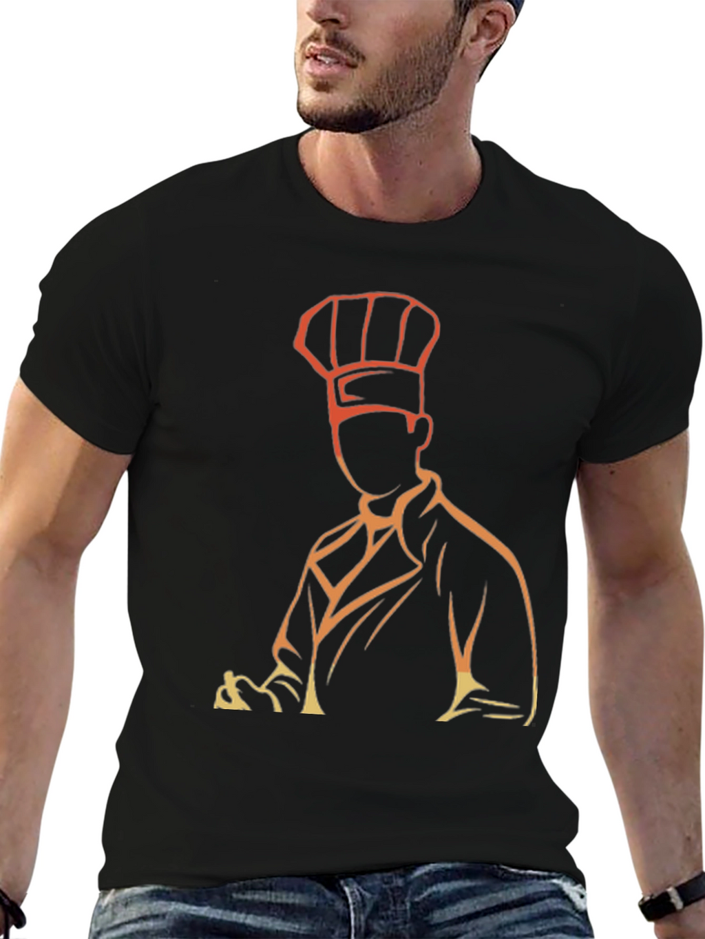 Chef Silhouette Graphic T-Shirt - Black