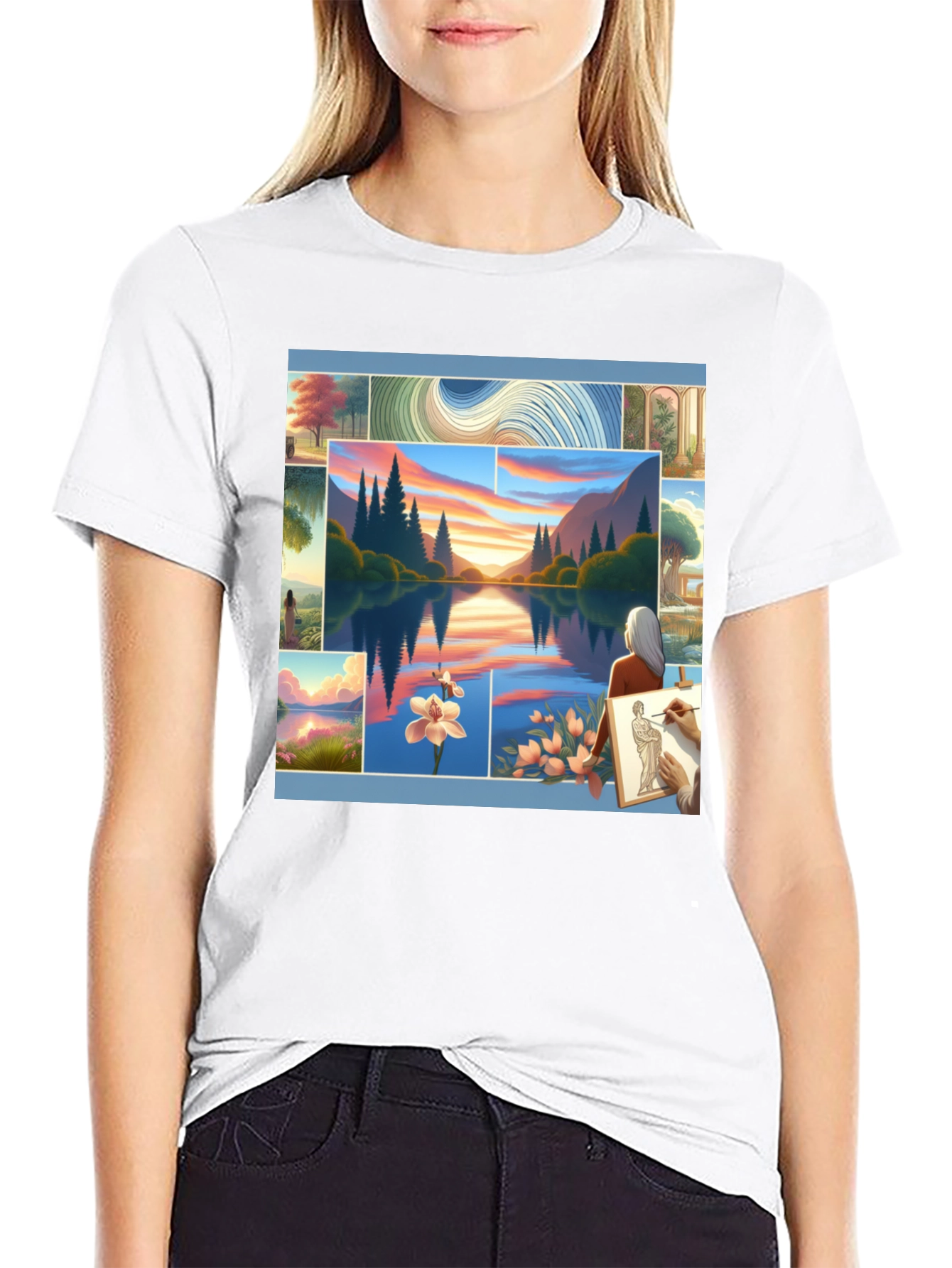 Artistic Landscape Collage Tee