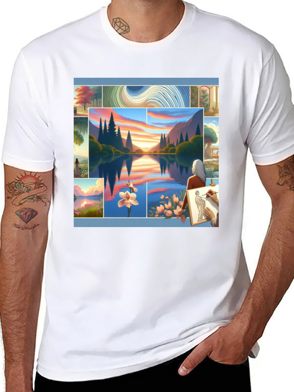 Artistic Landscape Collage Tee
