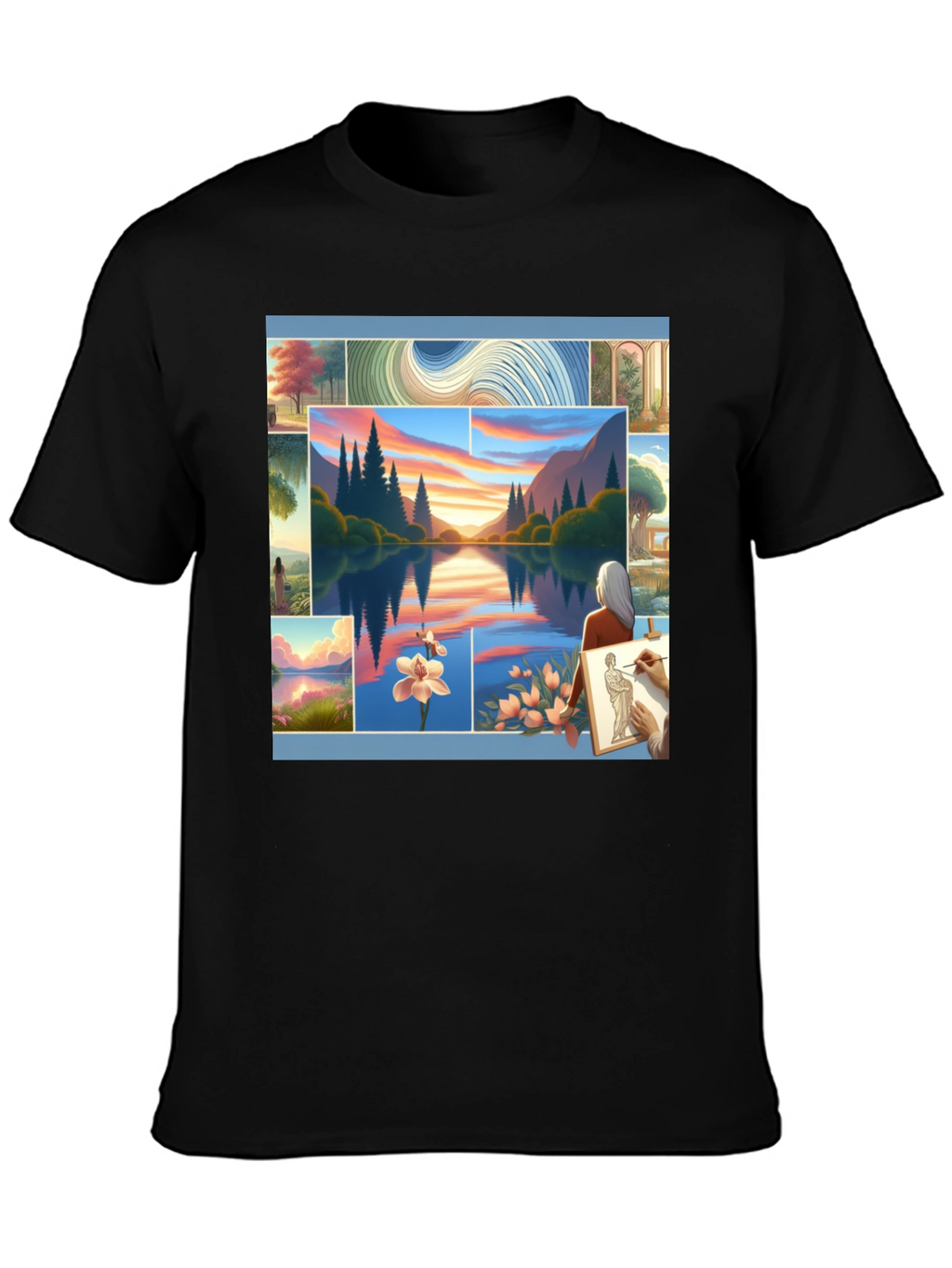 Artistic Landscape Collage Tee