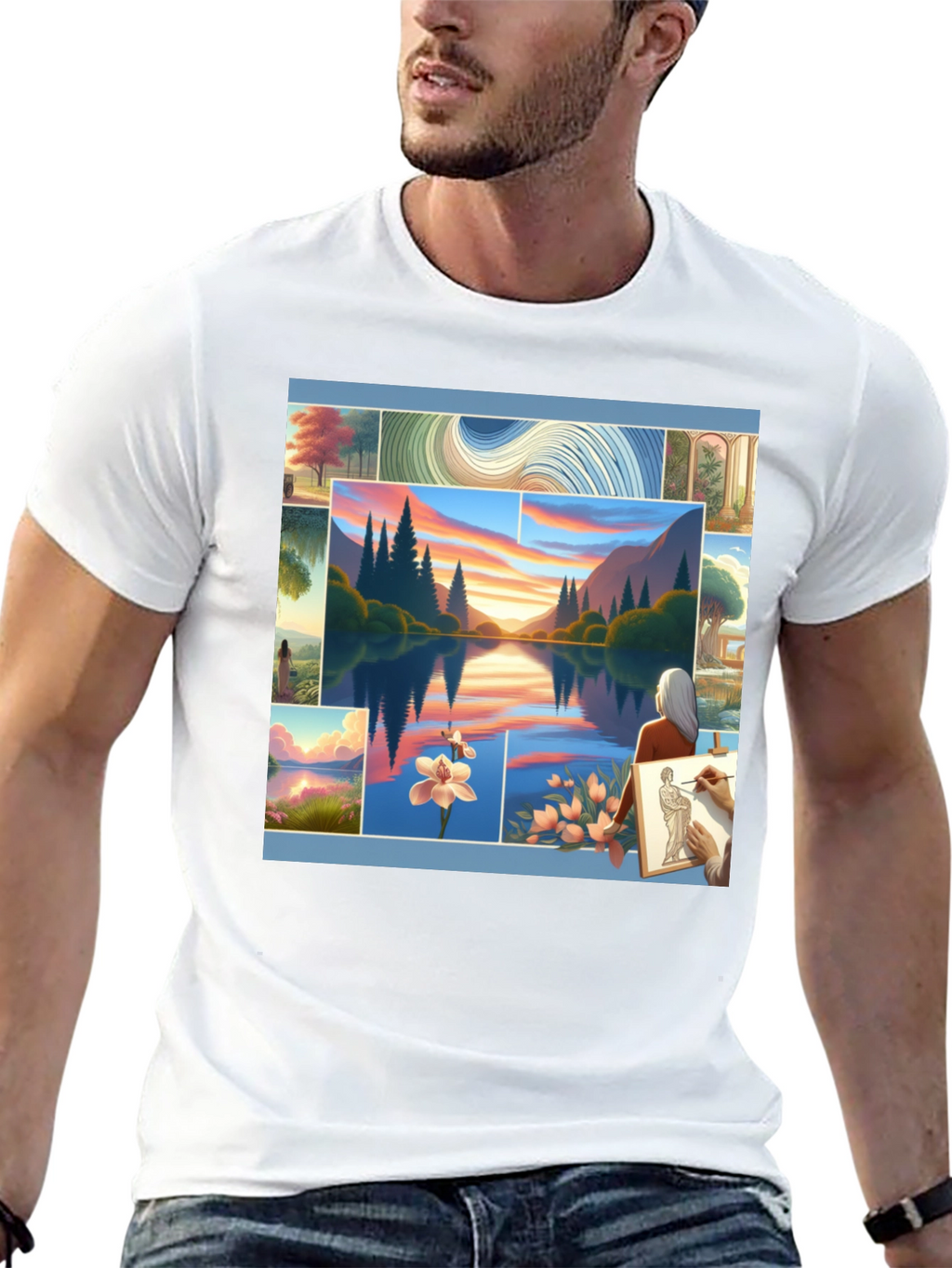 Artistic Landscape Collage Tee