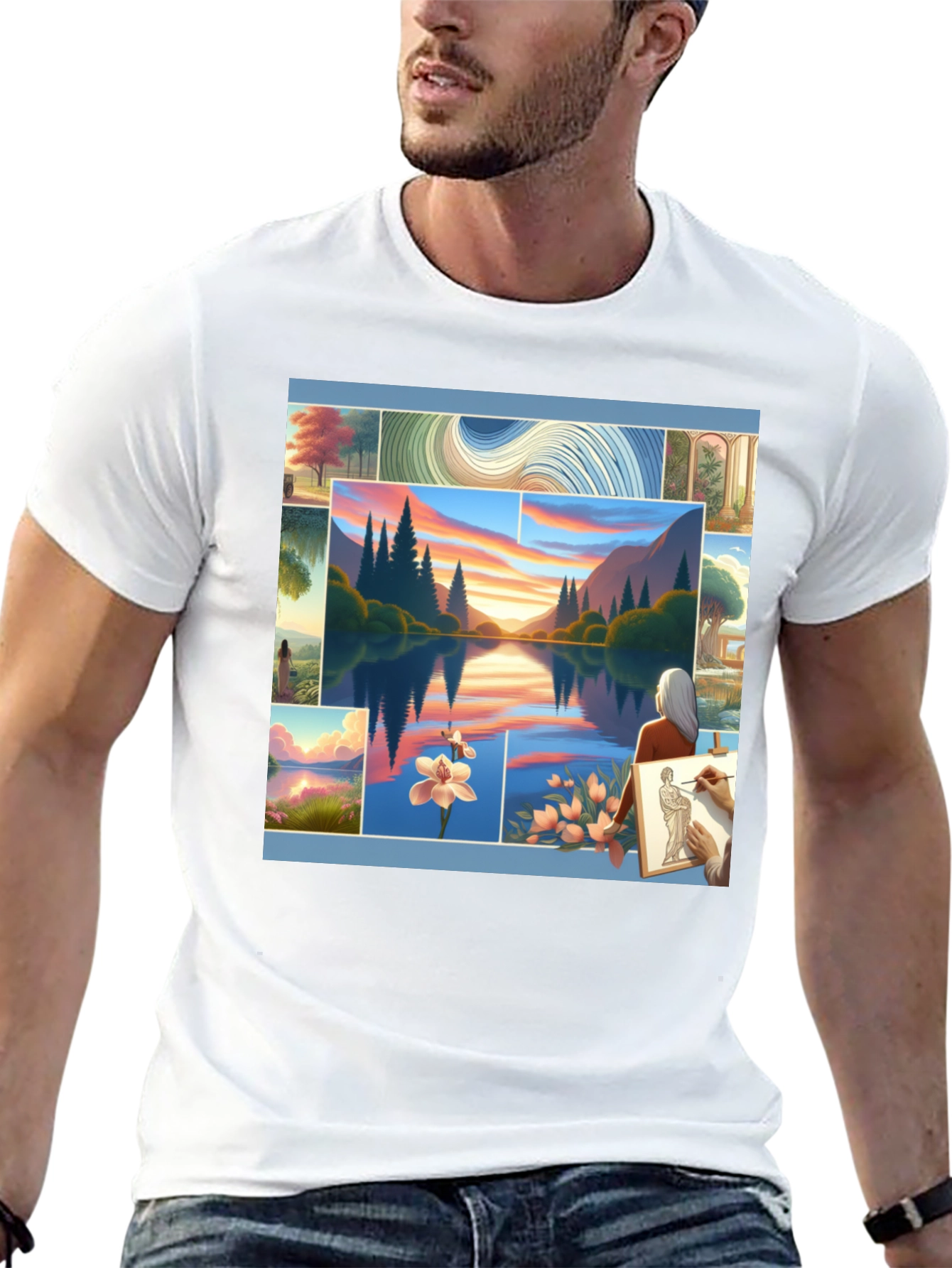 Artistic Landscape Collage Tee