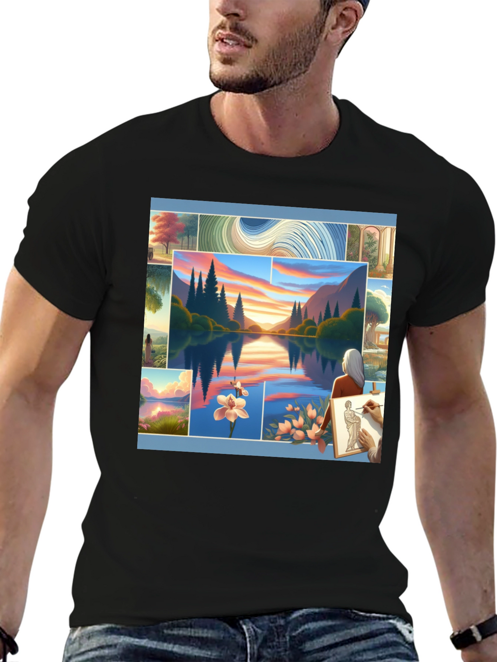 Artistic Landscape Collage Tee