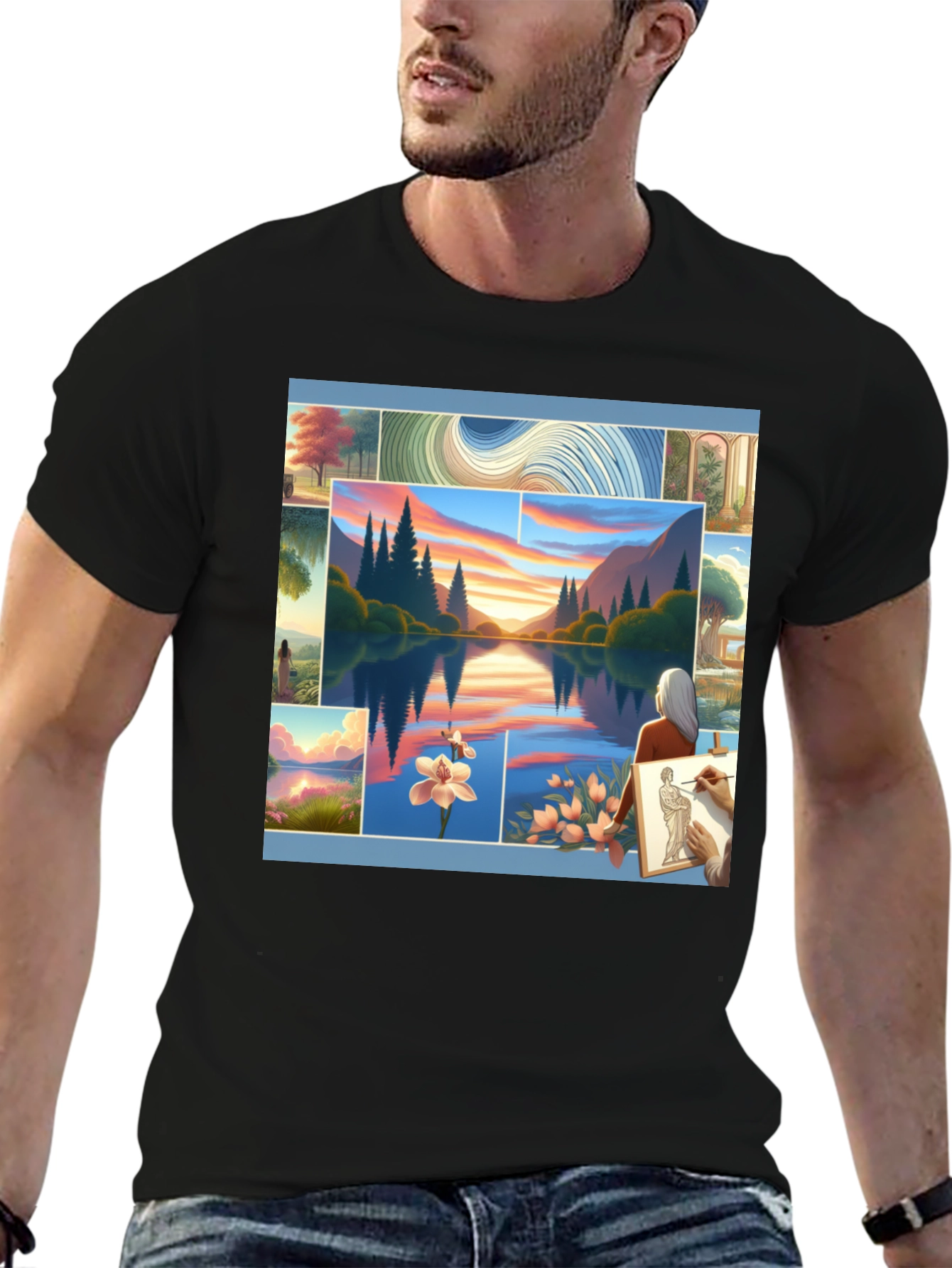 Artistic Landscape Collage Tee
