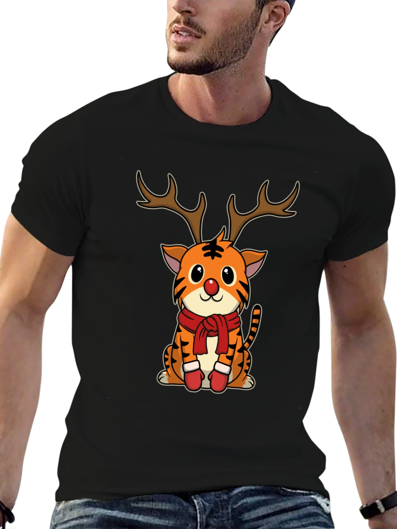 Christmas Tiger Reindeer T-Shirt