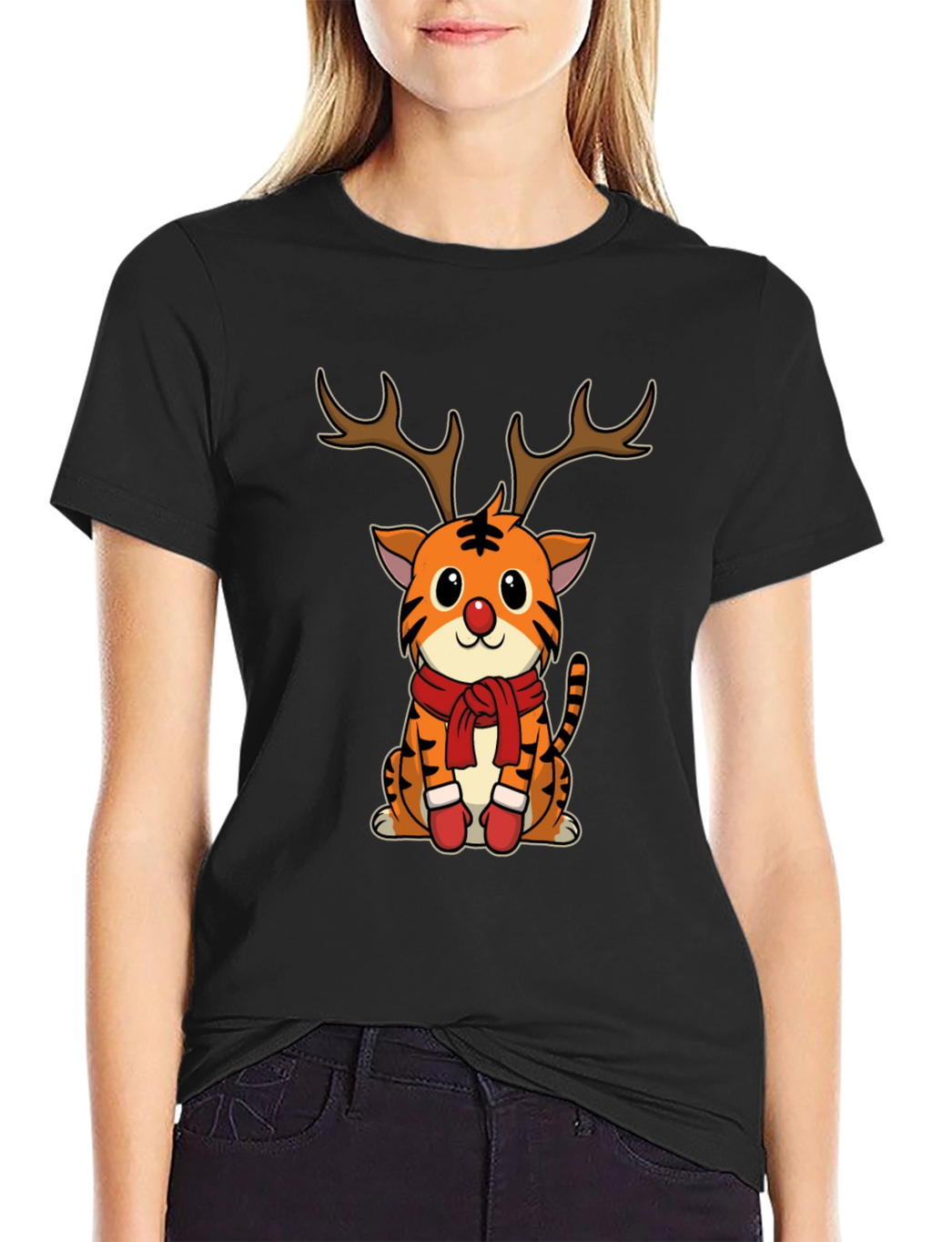 Christmas Tiger Reindeer T-Shirt