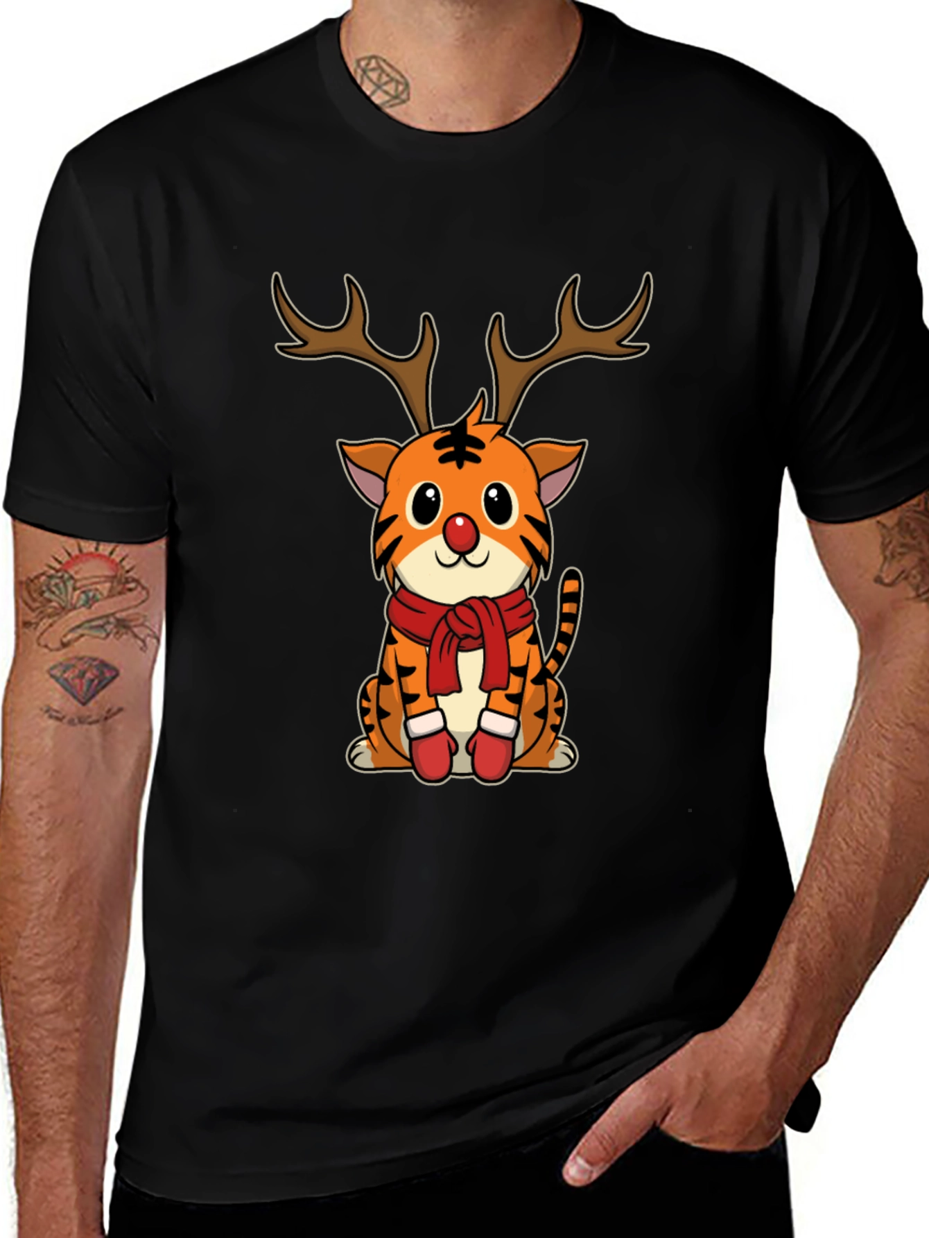 Christmas Tiger Reindeer T-Shirt