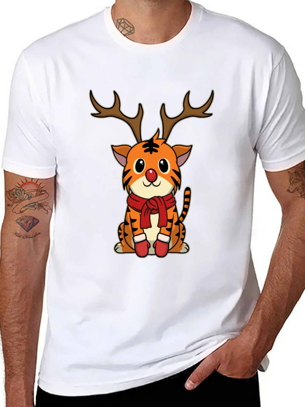 Christmas Tiger Reindeer T-Shirt