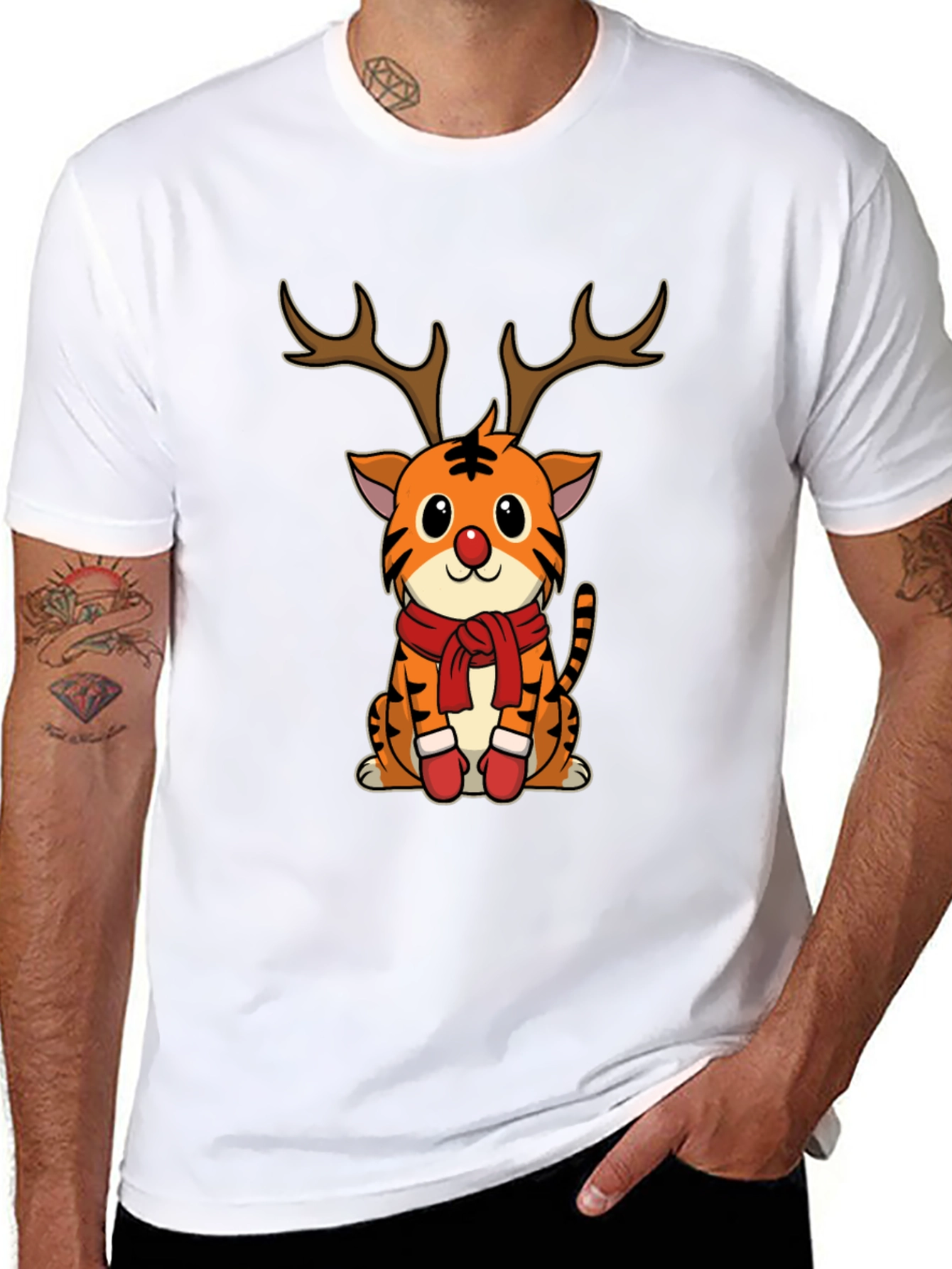 Christmas Tiger Reindeer T-Shirt