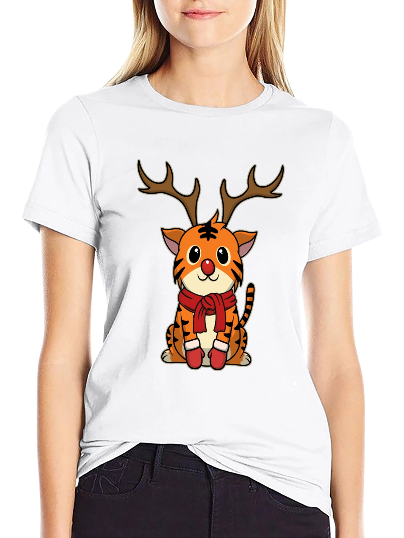 Christmas Tiger Reindeer T-Shirt