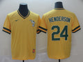 Men's Oakland Athletics Rickey Henderson #24 Yellow Replica Player Jerseys