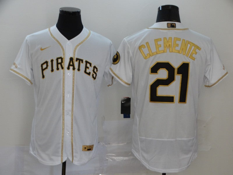 Men's Pittsburgh Pirates Roberto Clemente #21 White Stitched Jerseys