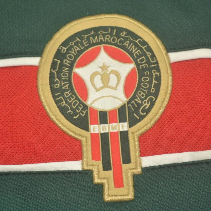 1998 Morocco Green Retro Soccer Jersey Detail 2