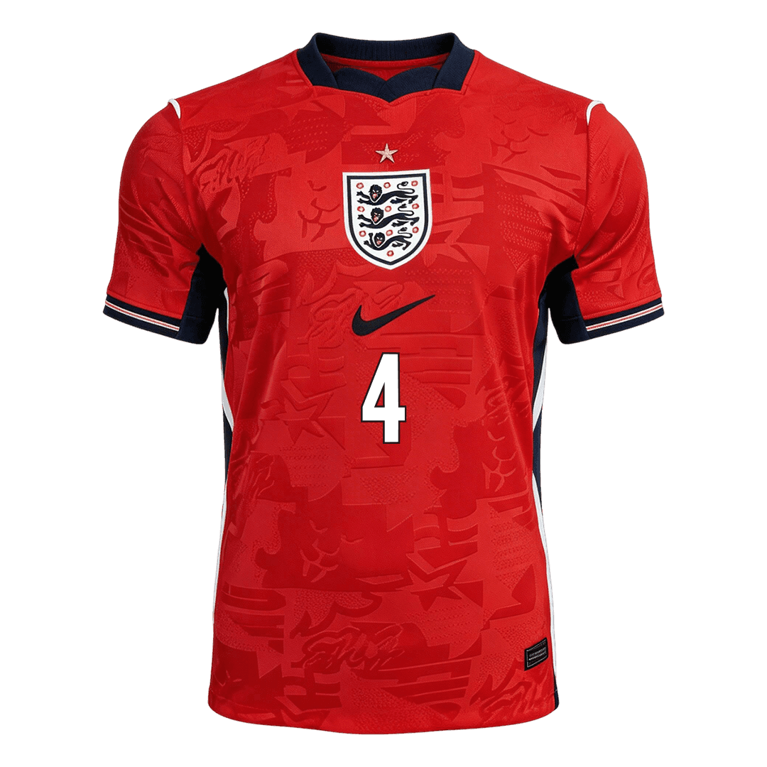 RICE #4 England Away Soccer Jersey World Cup 2026 Red Image 3