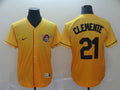 Men's Pittsburgh Pirates Roberto Clemente #21 Yellow Replica Player Jerseys