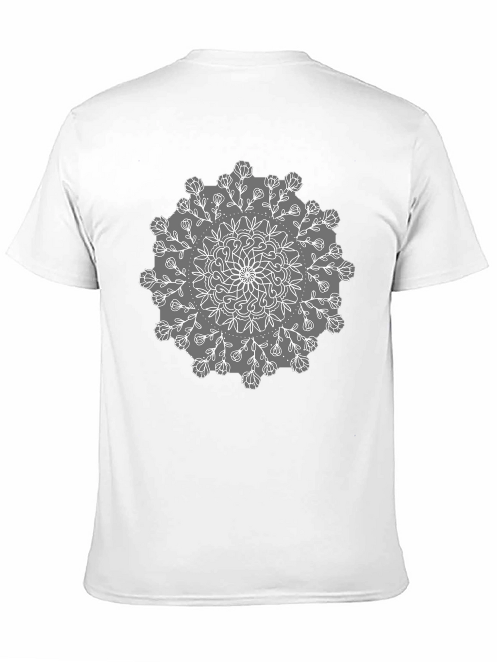 Black Tee with Mandala Flower Design