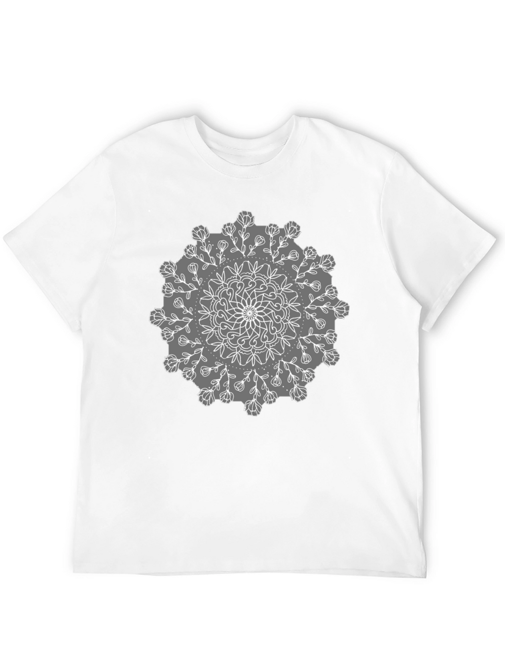 Black Tee with Mandala Flower Design