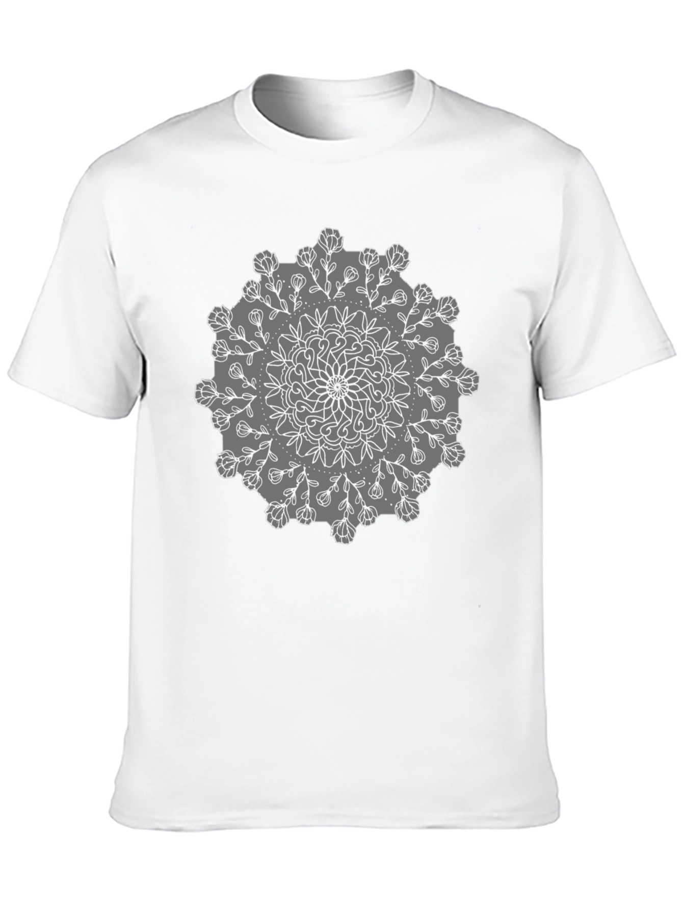 Black Tee with Mandala Flower Design